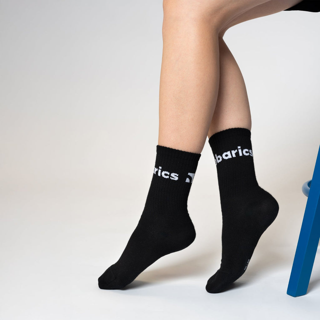 Barebarics - Barefoot Socks - Crew - Black - Big logo - Barefoot Shoe Store