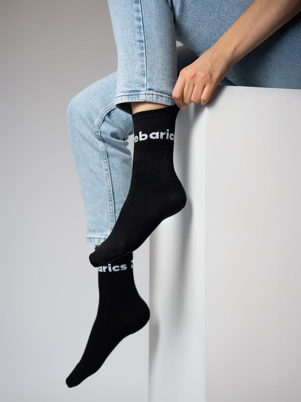 Barebarics - Barefoot Socks - Crew - Black - Big logo - Barefoot Shoe Store