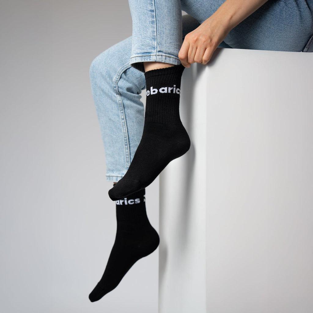 Barebarics - Barefoot Socks - Crew - Black - Big logo - Barefoot Shoe Store