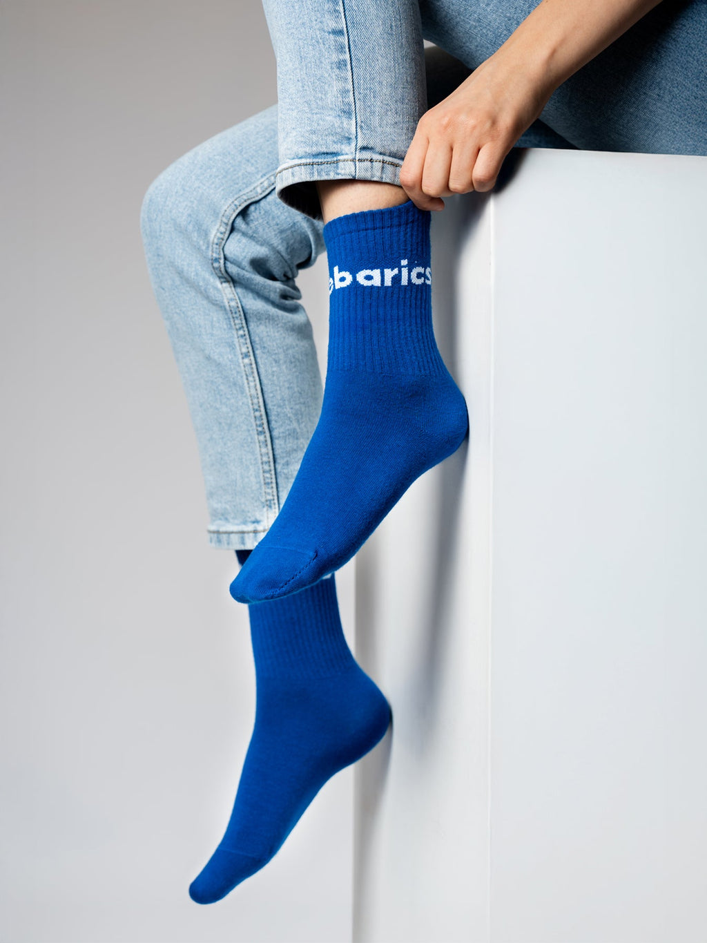 Barebarics - Barefoot Socks - Crew - Cobalt Blue - Big logo - Barefoot Shoe Store