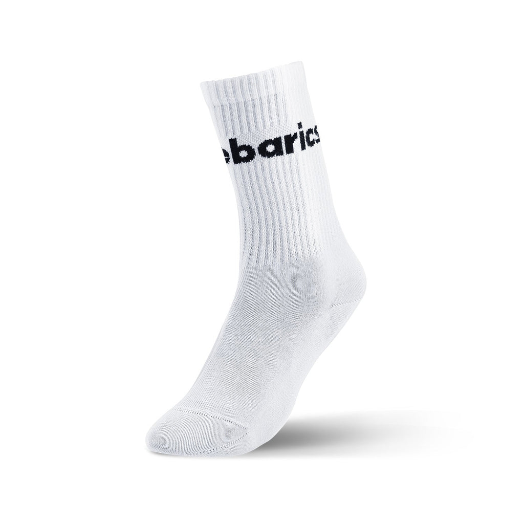Barebarics - Barefoot Socks - Crew - White - Big logo - Barefoot Shoe Store