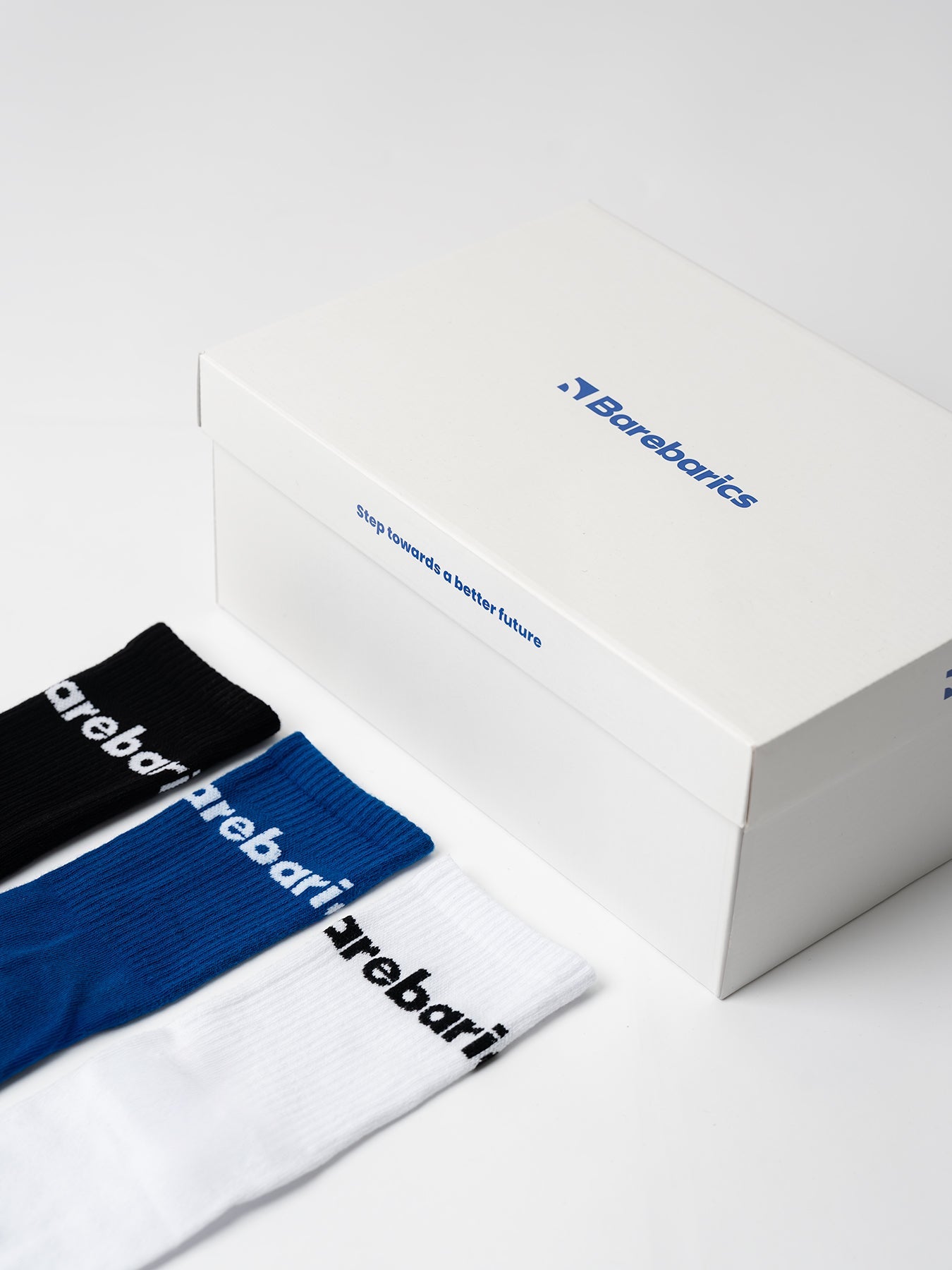 Barebarics - Barefoot Socks - Crew - White - Big logo - Barefoot Shoe Store