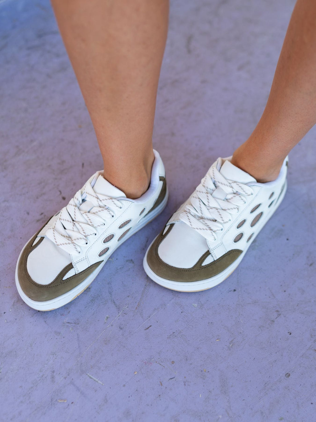 Barefoot Sneakers Barebarics Fusion - White & Army Brown - Barefoot Shoe Store