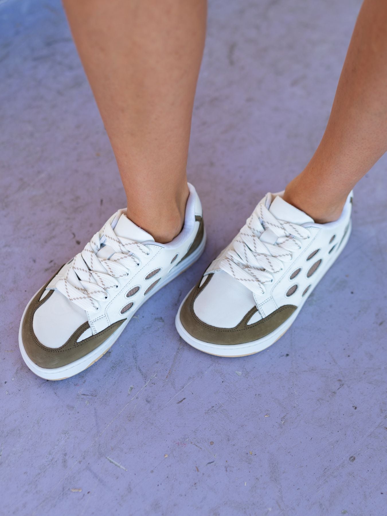 Barefoot Sneakers Barebarics Fusion - White & Army Brown - Barefoot Shoe Store