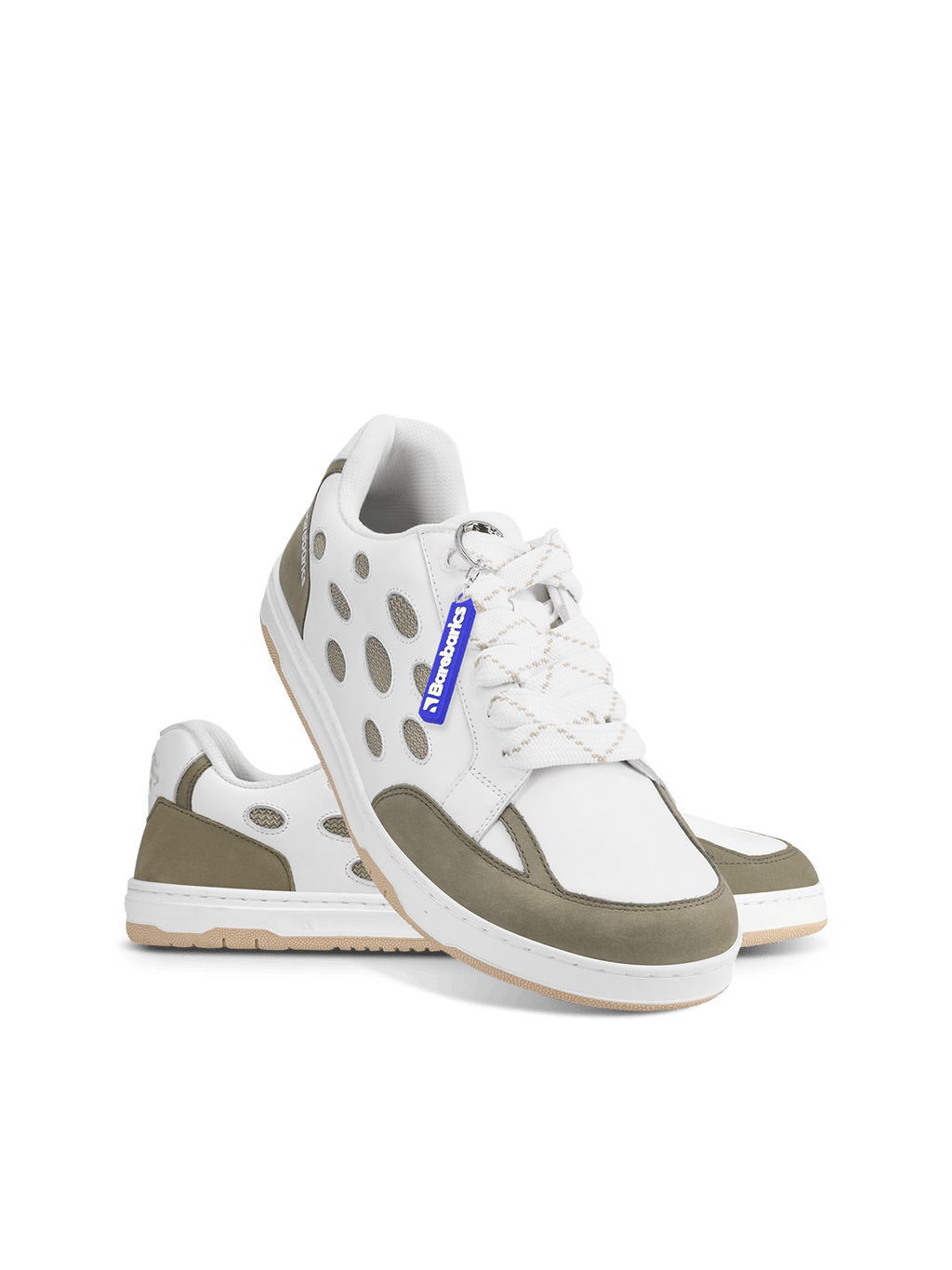 Barefoot Sneakers Barebarics Fusion - White & Army Brown - Barefoot Shoe Store