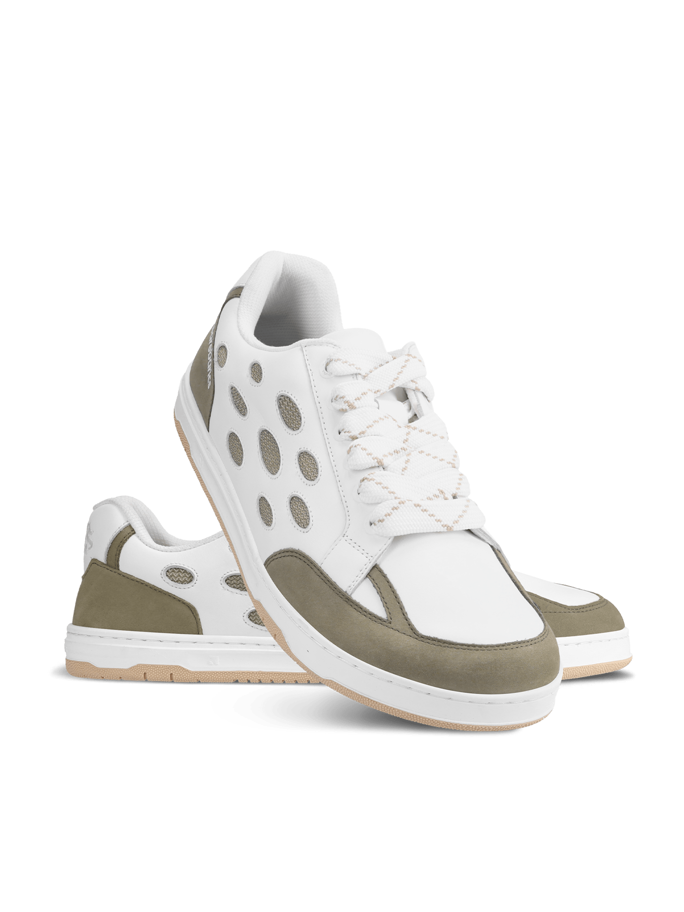 Barefoot Sneakers Barebarics Fusion - White & Army Brown - Barefoot Shoe Store