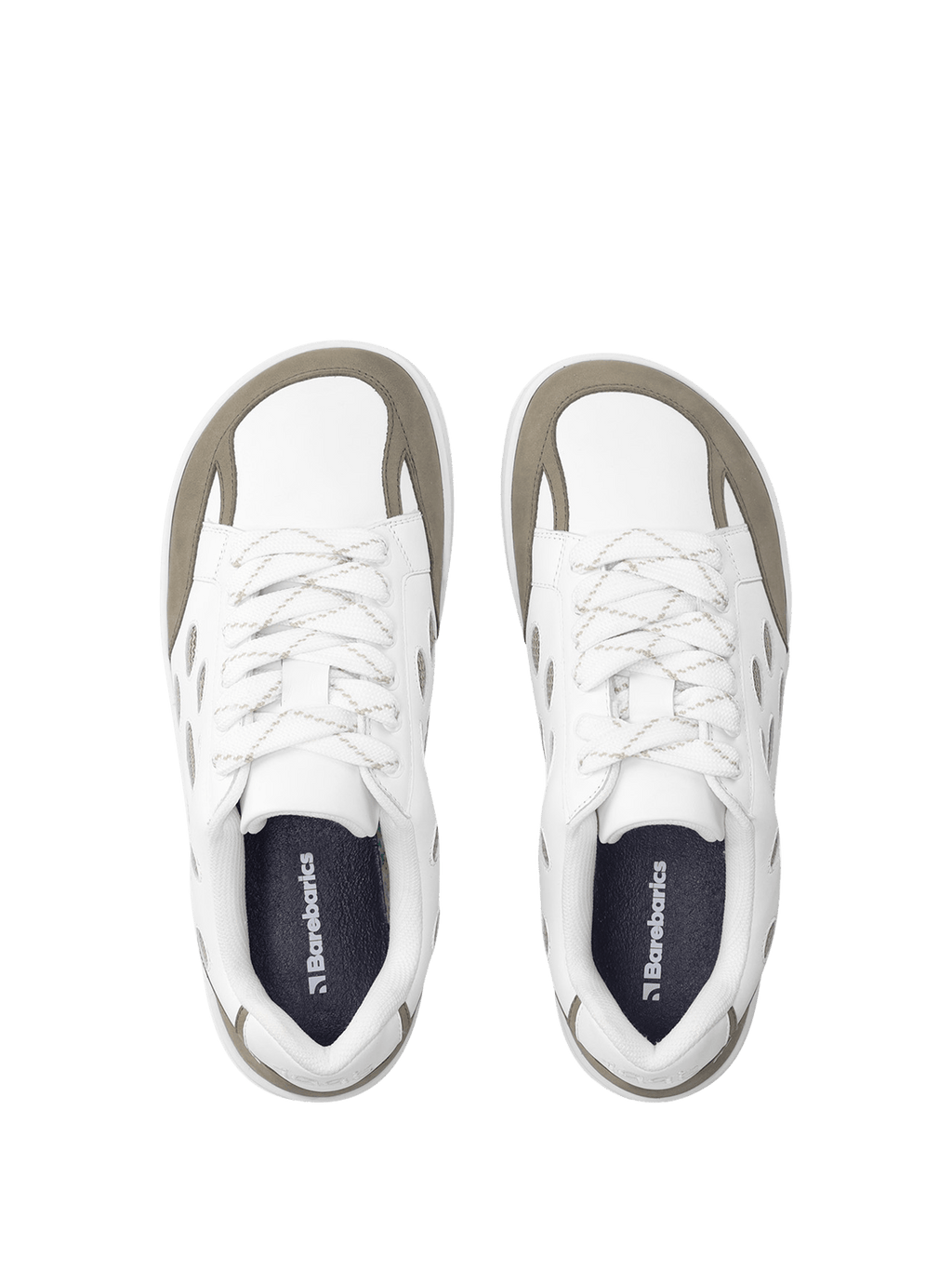 Barefoot Sneakers Barebarics Fusion - White & Army Brown - Barefoot Shoe Store