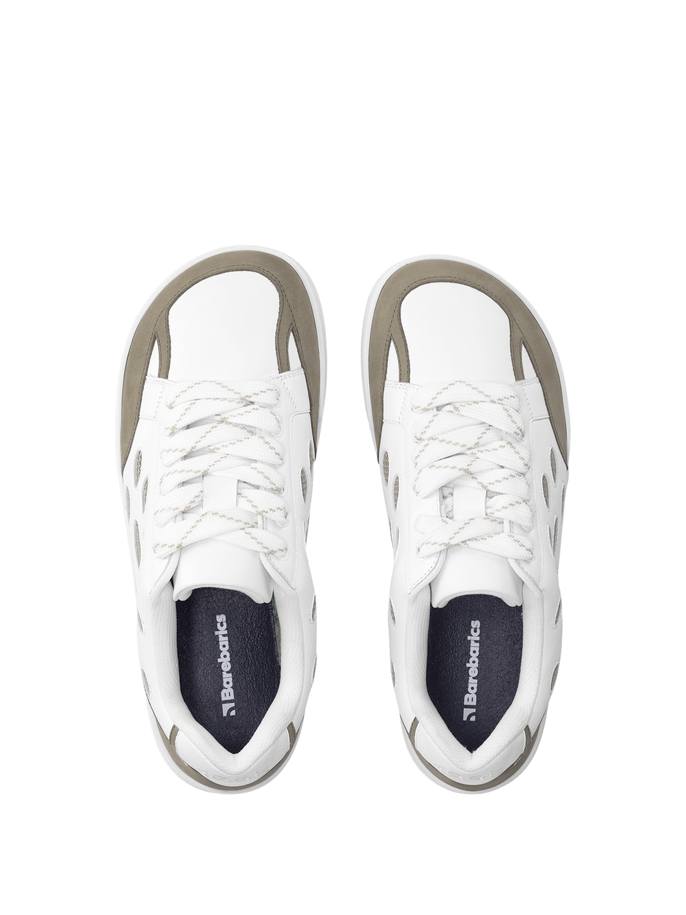 Barefoot Sneakers Barebarics Fusion - White & Army Brown - Barefoot Shoe Store