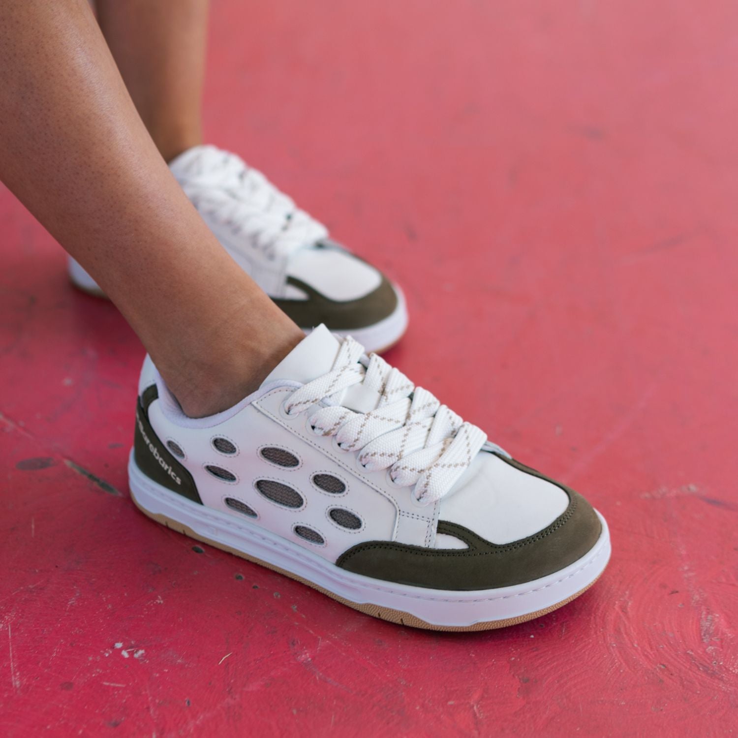 Barefoot Sneakers Barebarics Fusion - White & Army Brown - Barefoot Shoe Store