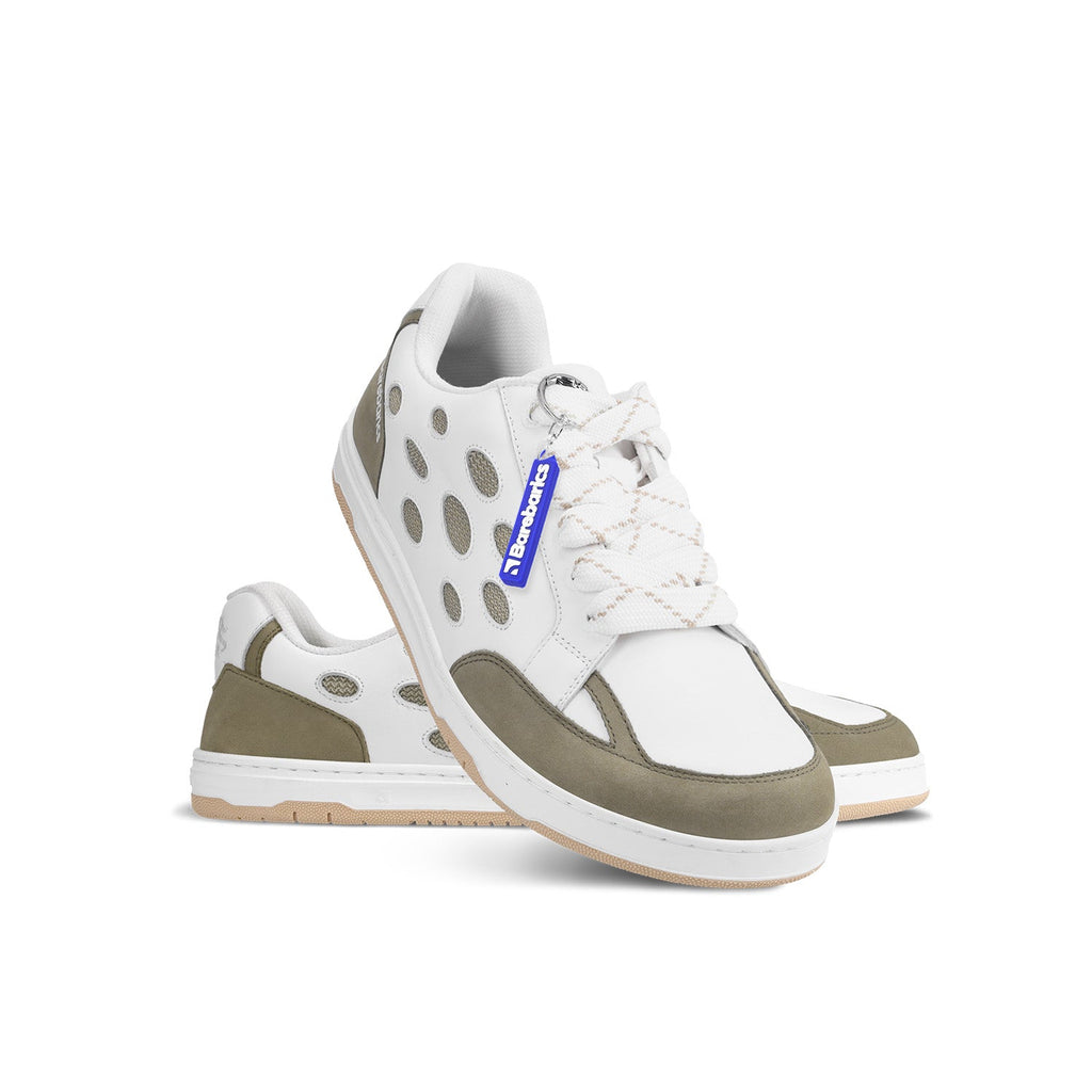 Barefoot Sneakers Barebarics Fusion - White & Army Brown - Barefoot Shoe Store