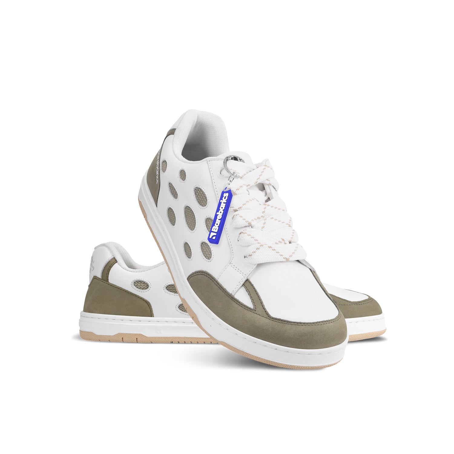 Barefoot Sneakers Barebarics Fusion - White & Army Brown - Barefoot Shoe Store