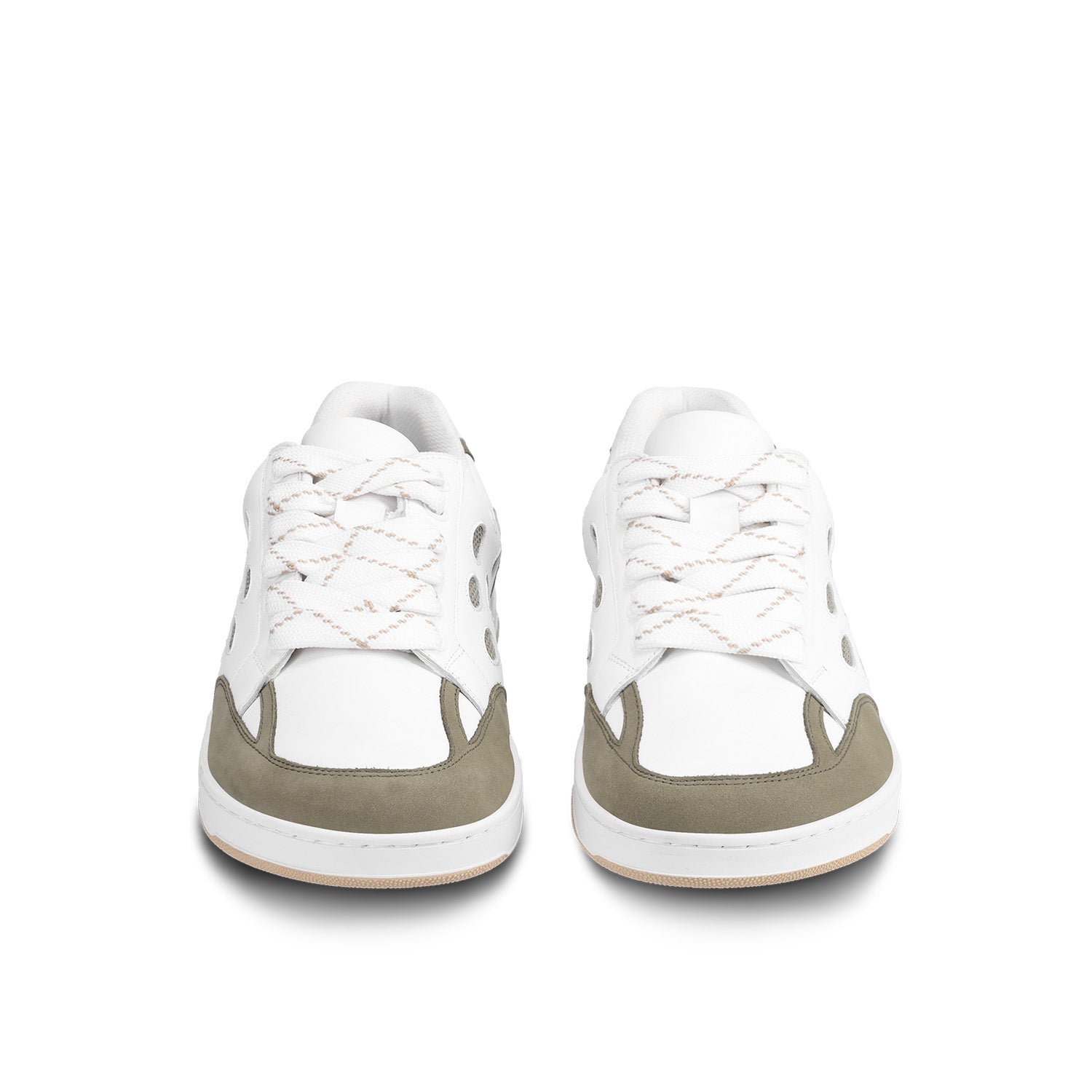 Barefoot Sneakers Barebarics Fusion - White & Army Brown - Barefoot Shoe Store