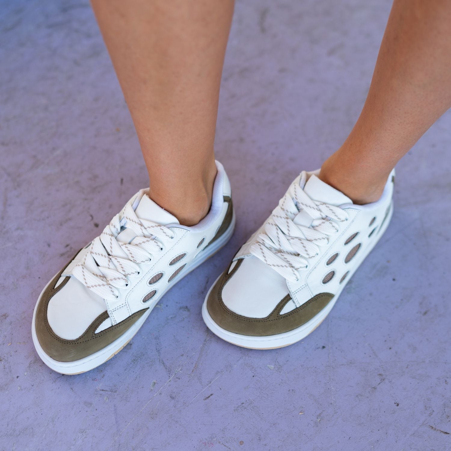 Barefoot Sneakers Barebarics Fusion - White & Army Brown - Barefoot Shoe Store