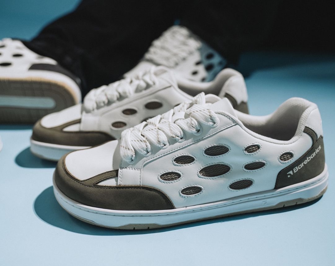 Barefoot Sneakers Barebarics Fusion - White & Army Brown - Barefoot Shoe Store