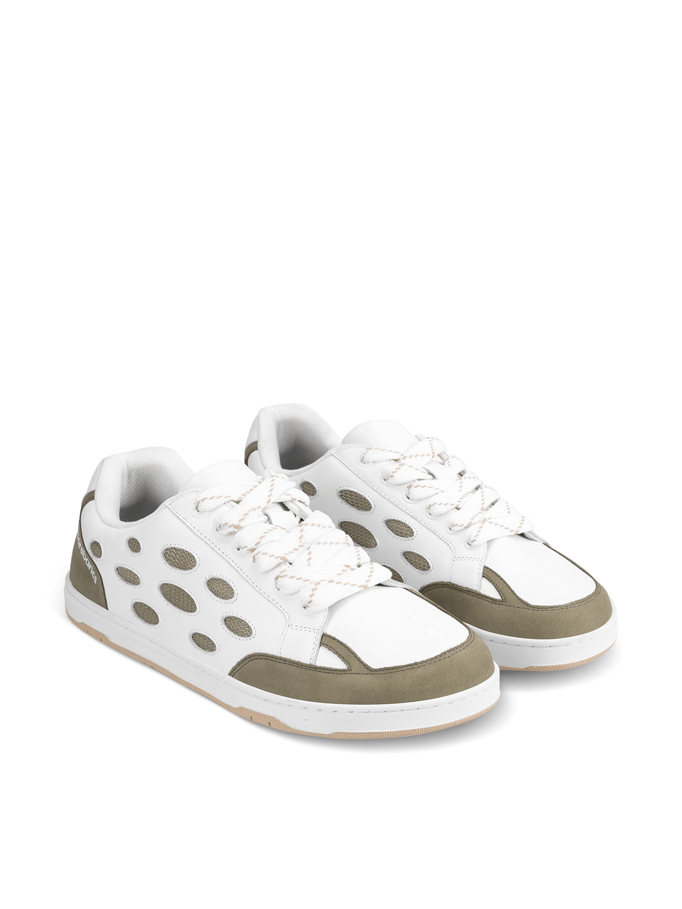 Barefoot Sneakers Barebarics Fusion - White & Army Brown - Barefoot Shoe Store