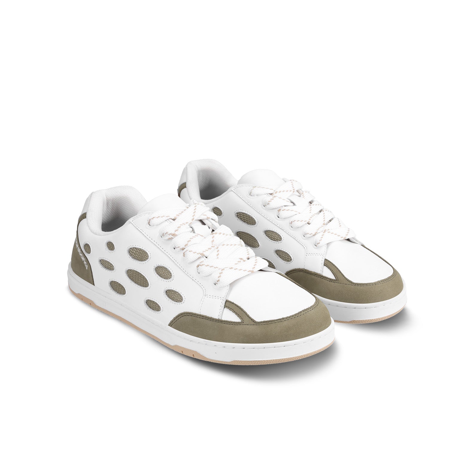 Barefoot Sneakers Barebarics Fusion - White & Army Brown - Barefoot Shoe Store