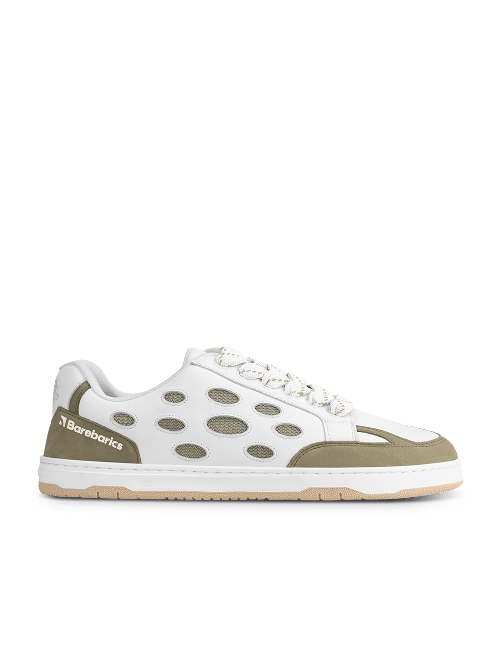 Barefoot Sneakers Barebarics Fusion - White & Army Brown - Barefoot Shoe Store