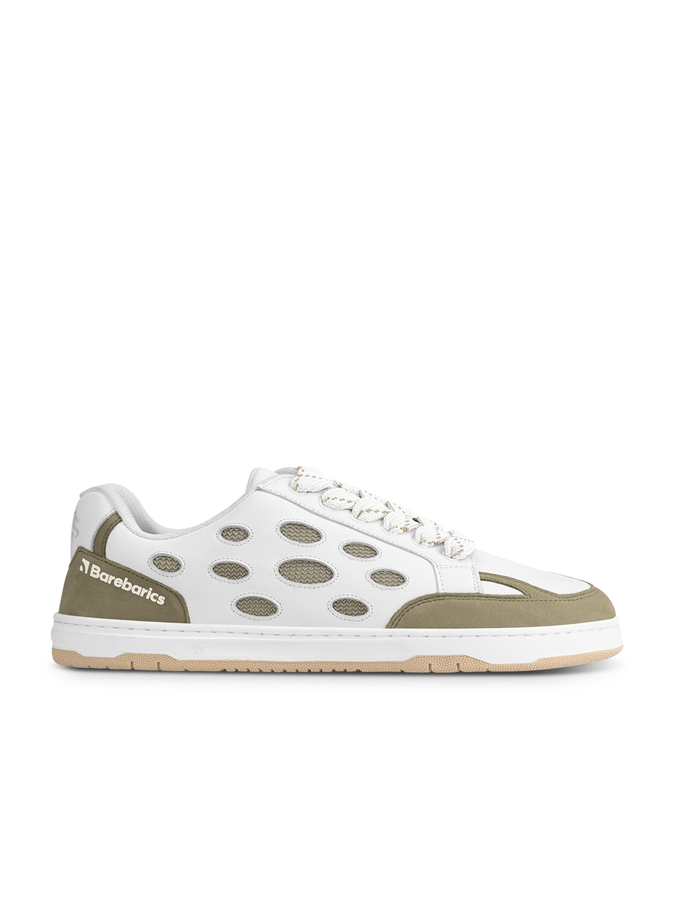 Barefoot Sneakers Barebarics Fusion - White & Army Brown - Barefoot Shoe Store