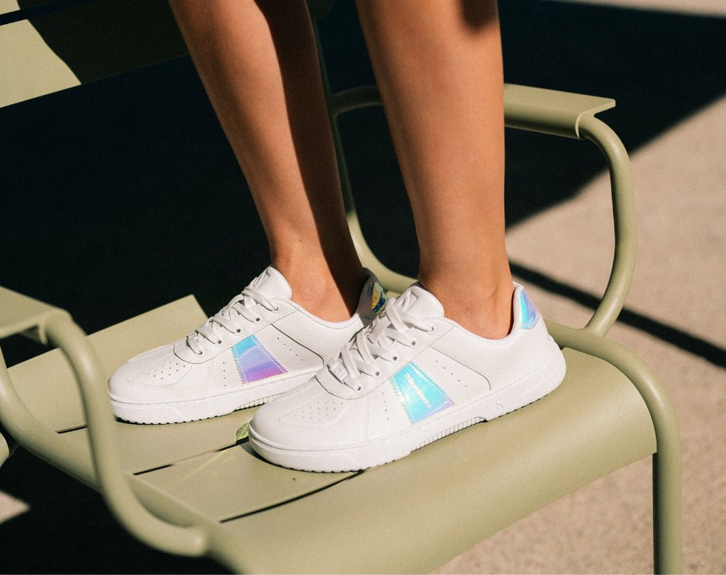 Barefoot Sneakers Barebarics Icara - White & Pastel Iridescent - Barefoot Shoe Store