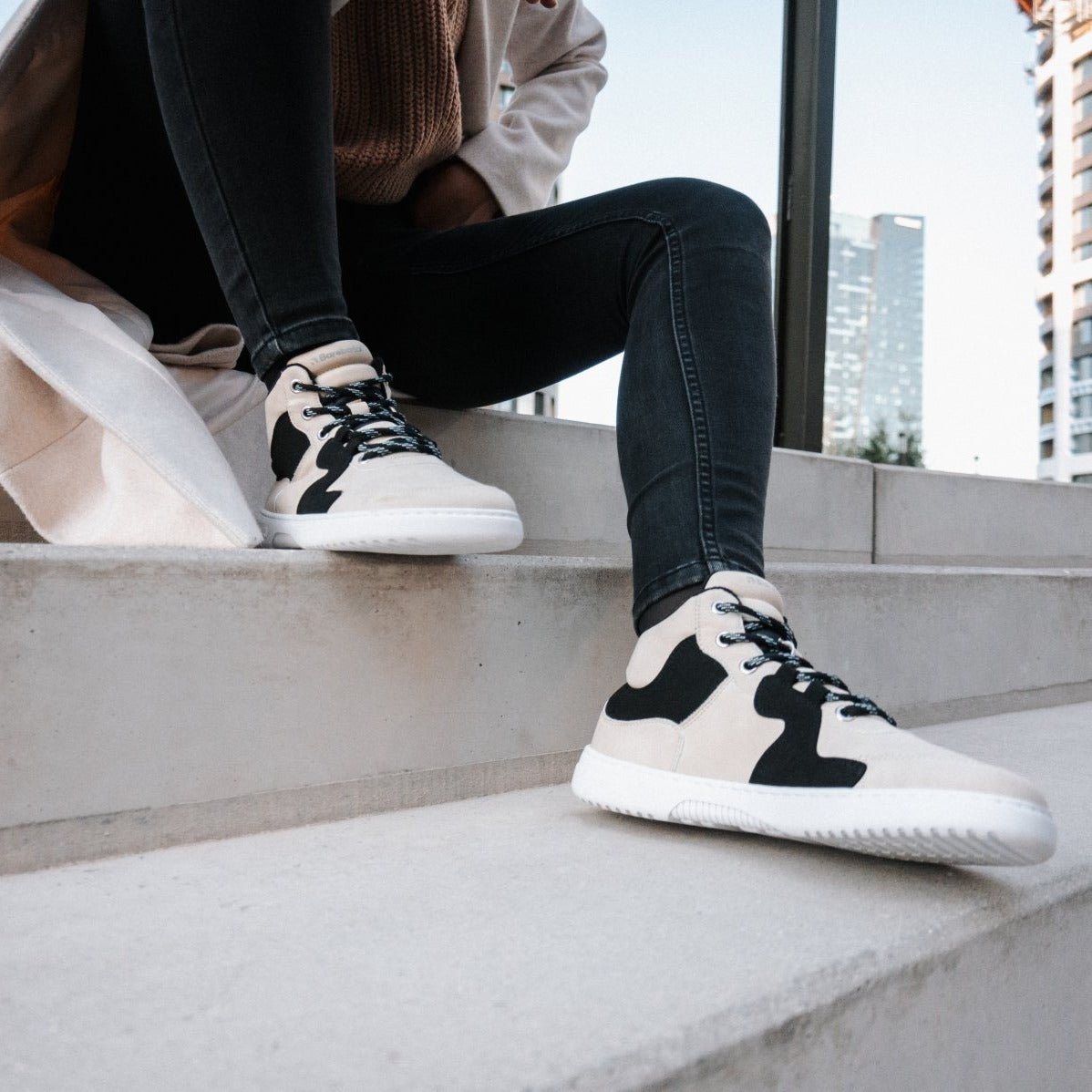 Barefoot Sneakers Barebarics Lynx - Beige & White - Barefoot Shoe Store