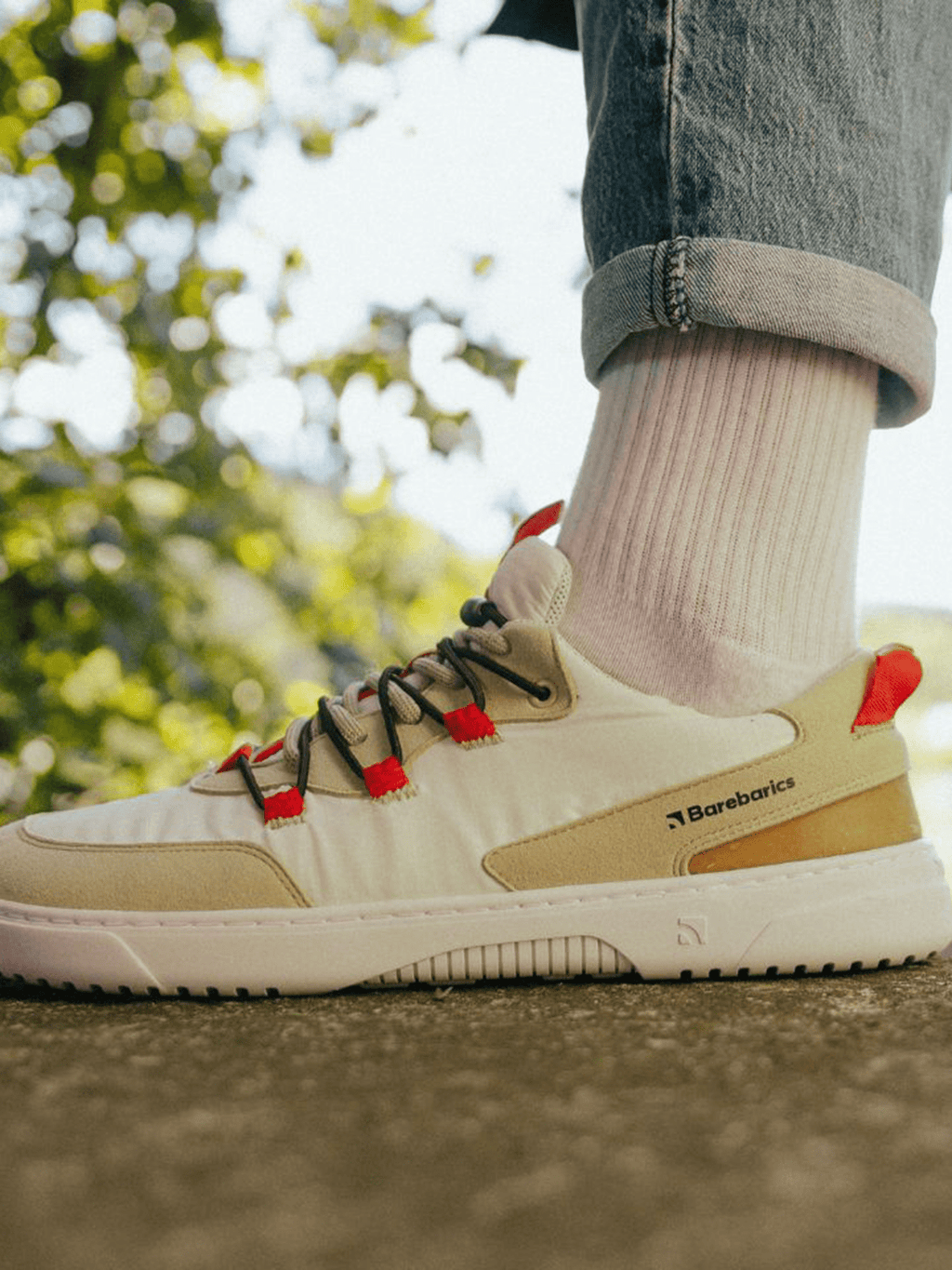 Barefoot Sneakers Barebarics Revive - Beige & White - Barefoot Shoe Store