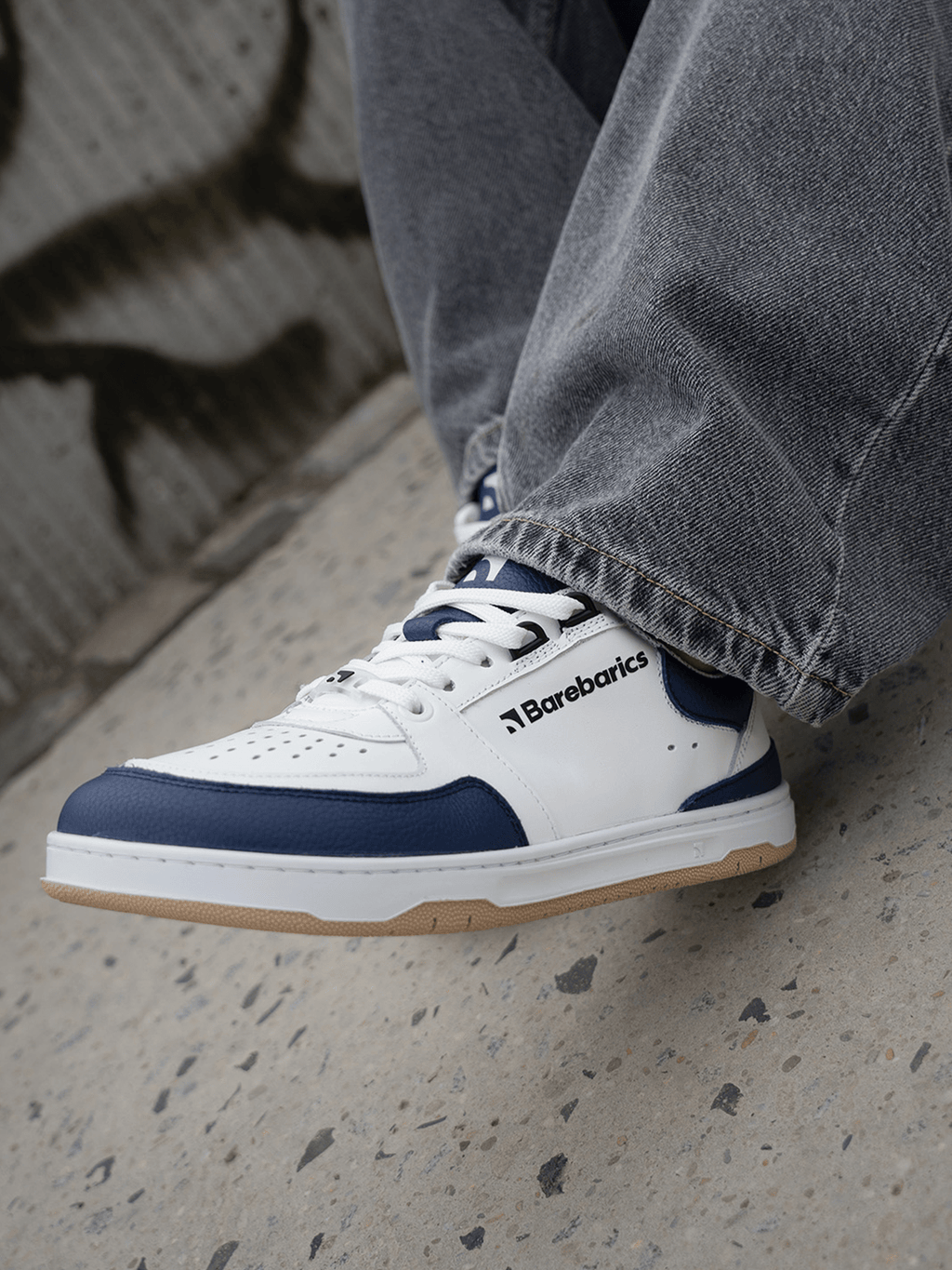 Barefoot Sneakers Barebarics Wave - White & Dark Blue - Barefoot Shoe Store