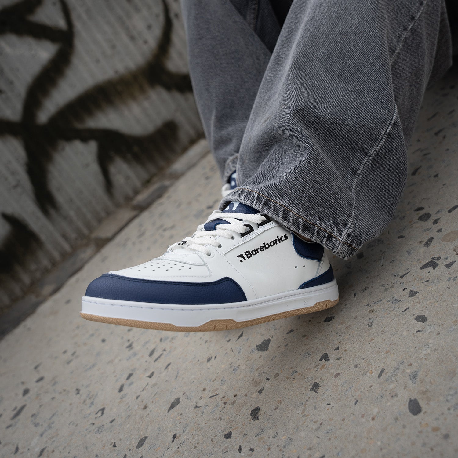 Barefoot Sneakers Barebarics Wave - White & Dark Blue - Barefoot Shoe Store