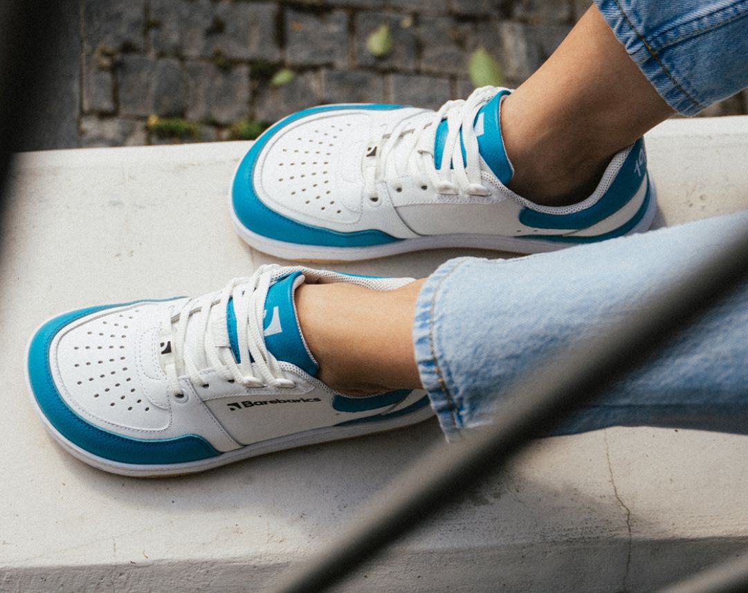 Barefoot Sneakers Barebarics Wave - White & Dark Turquoise - Barefoot Shoe Store