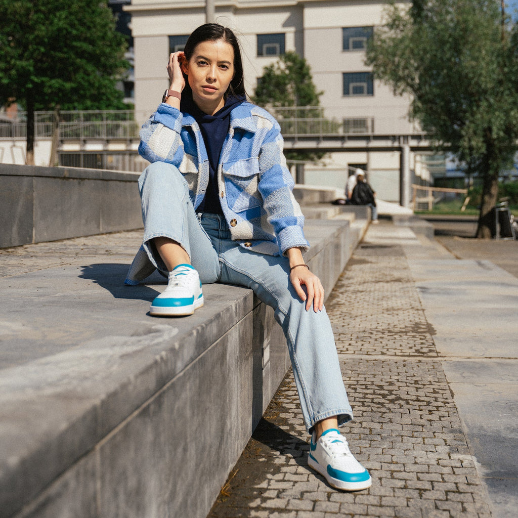 Barefoot Sneakers Barebarics Wave - White & Dark Turquoise - Barefoot Shoe Store