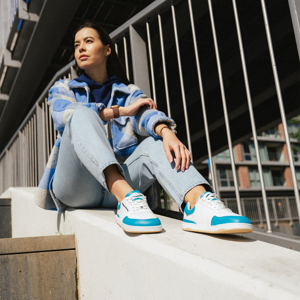 Barefoot Sneakers Barebarics Wave - White & Dark Turquoise - Barefoot Shoe Store