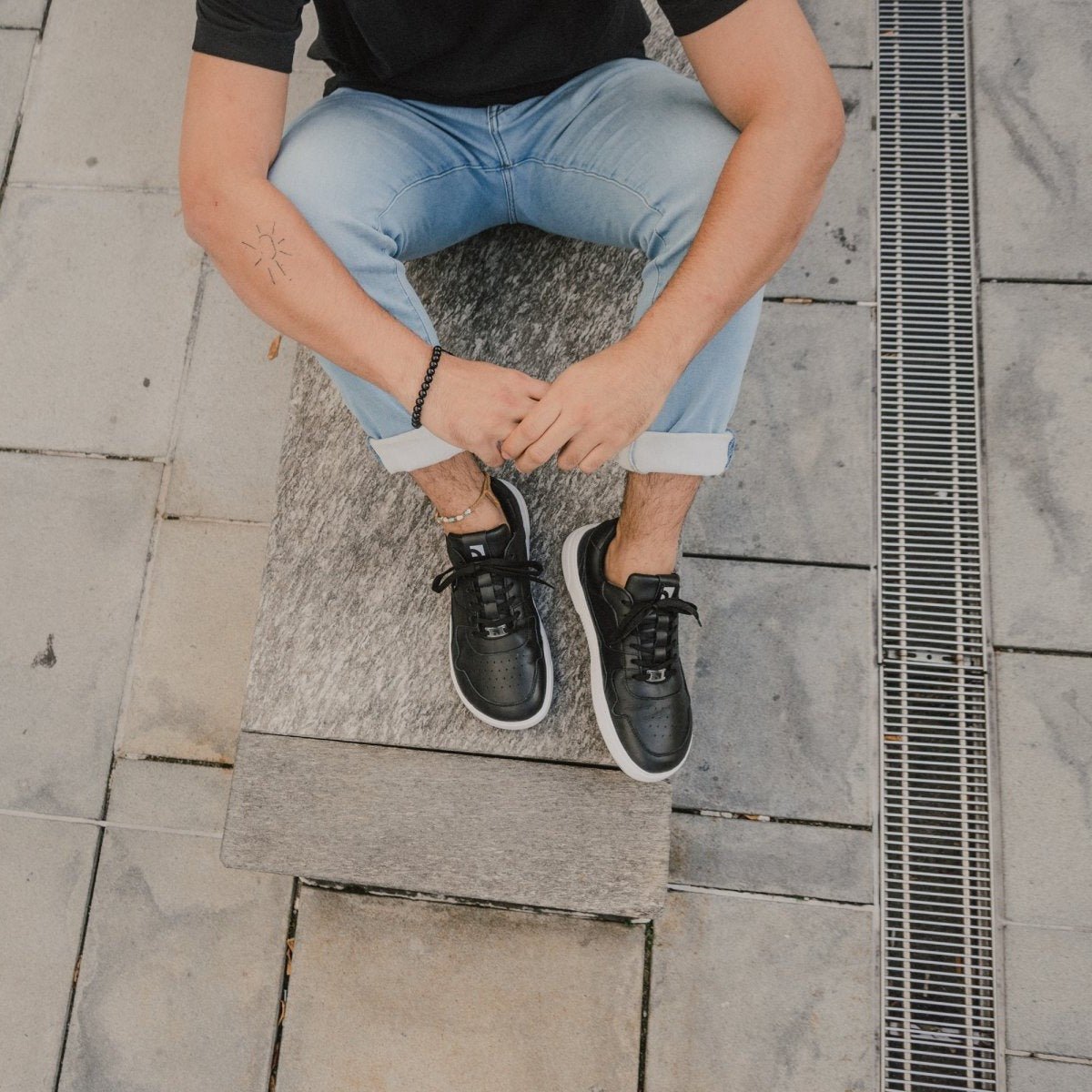 Barefoot Sneakers Barebarics Zing - Black & White - Leather - Barefoot Shoe Store