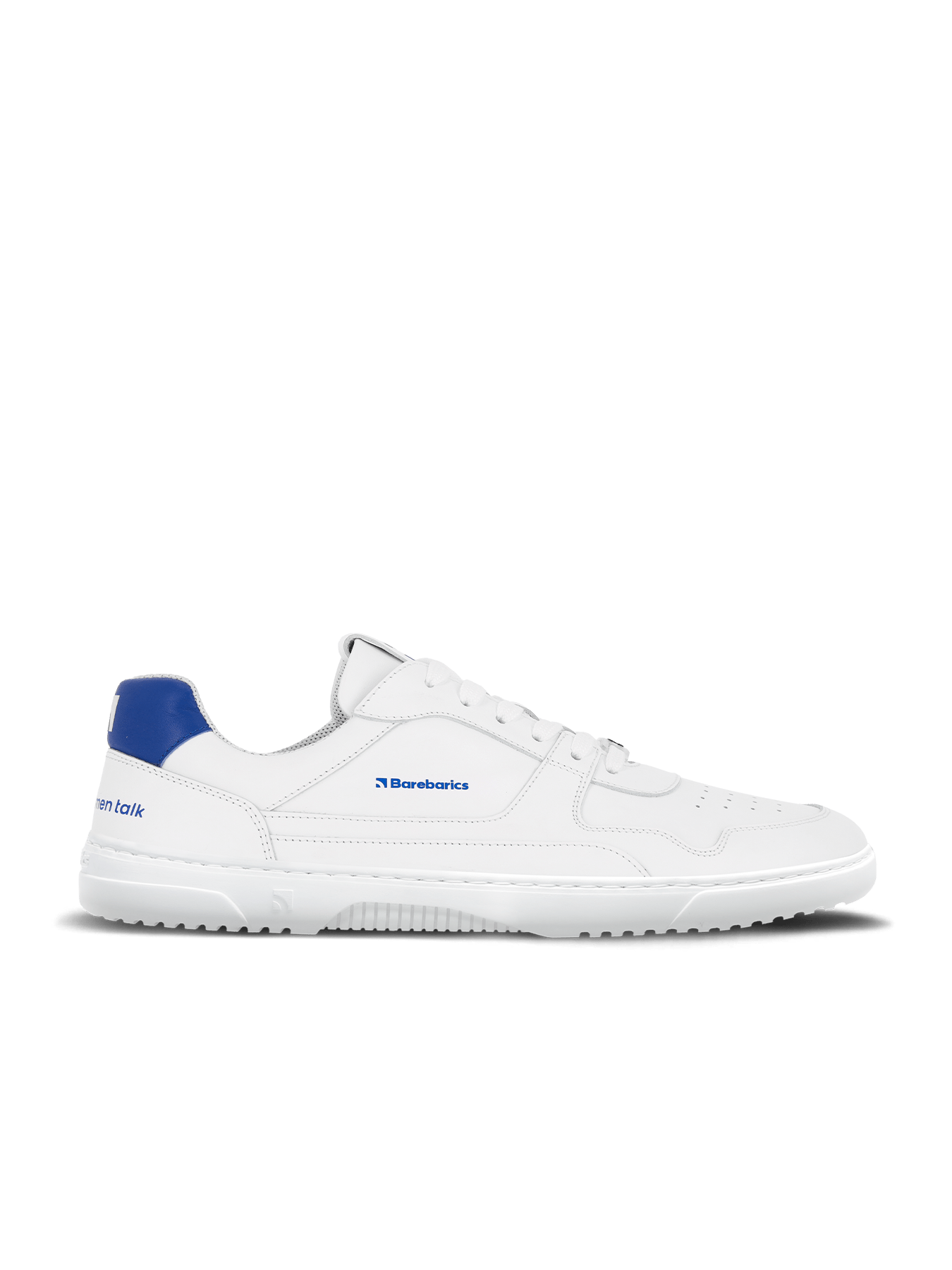 Barefoot Sneakers Barebarics Zing - Brave Men Talk - White & Blue - Barefoot Shoe Store