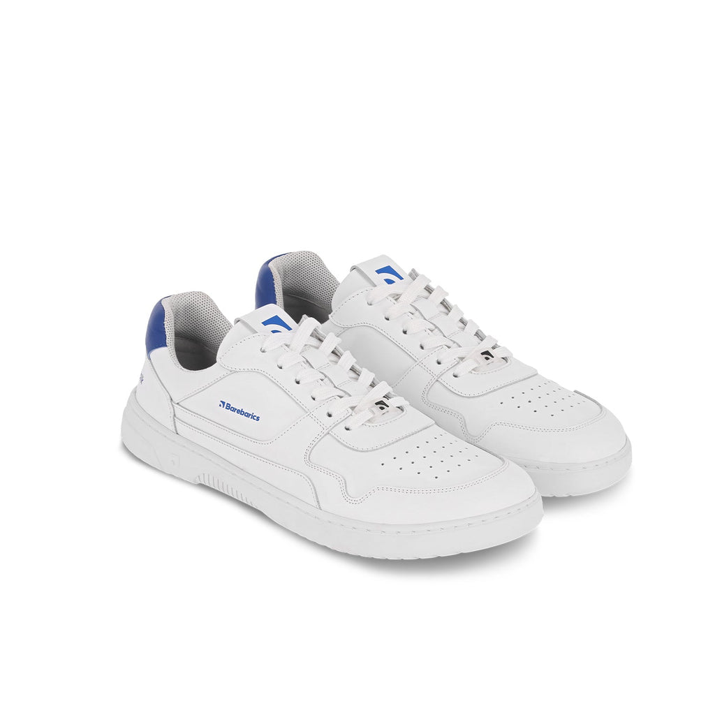 Barefoot Sneakers Barebarics Zing - Brave Men Talk - White & Blue - Barefoot Shoe Store