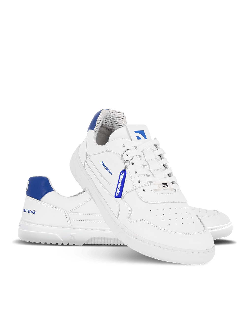 Barefoot Sneakers Barebarics Zing - Brave Men Talk - White & Blue - Barefoot Shoe Store