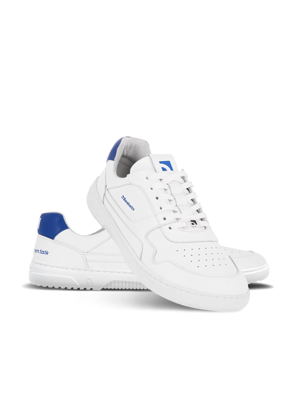 Barefoot Sneakers Barebarics Zing - Brave Men Talk - White & Blue - Barefoot Shoe Store
