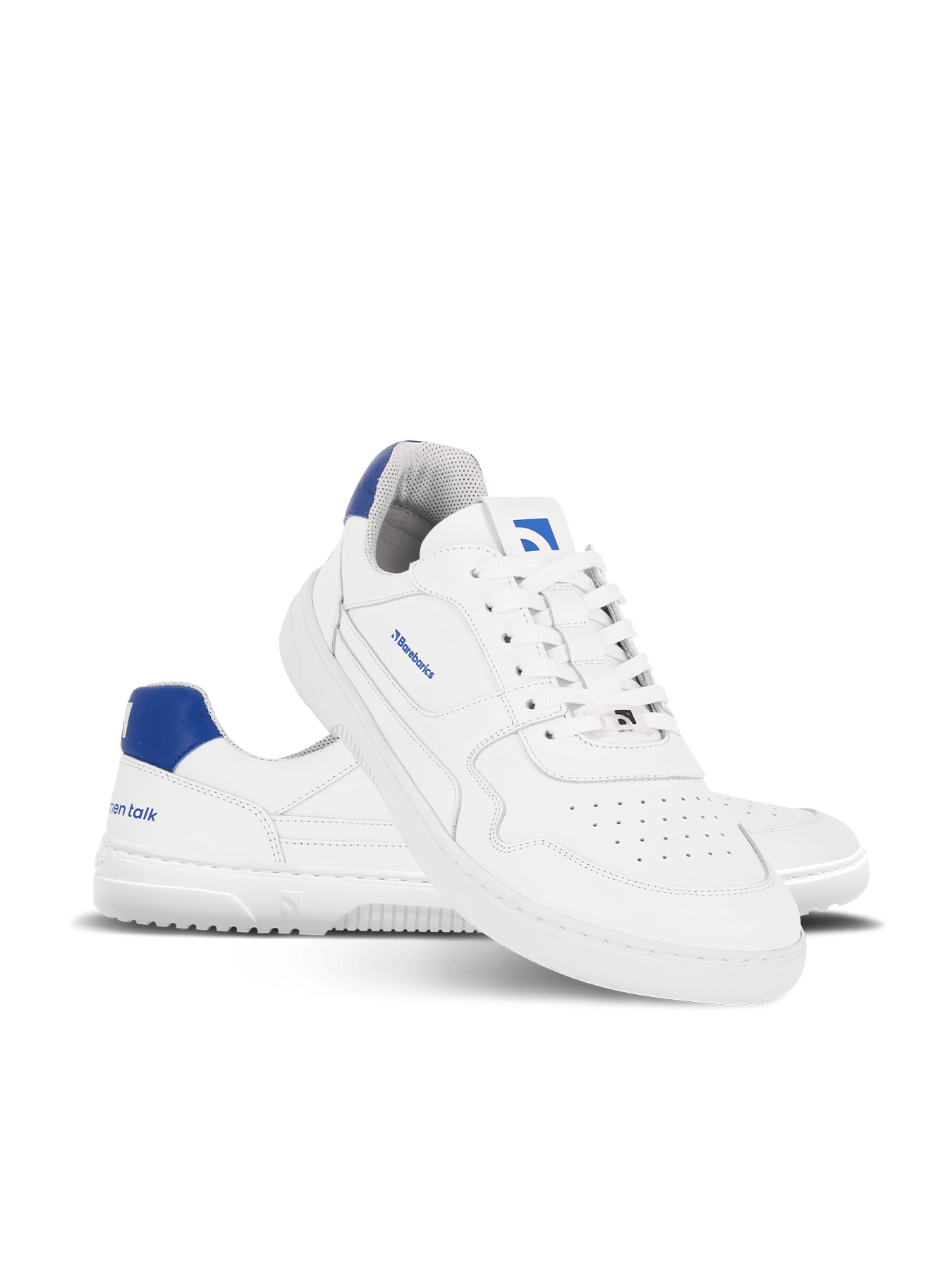 Barefoot Sneakers Barebarics Zing - Brave Men Talk - White & Blue - Barefoot Shoe Store