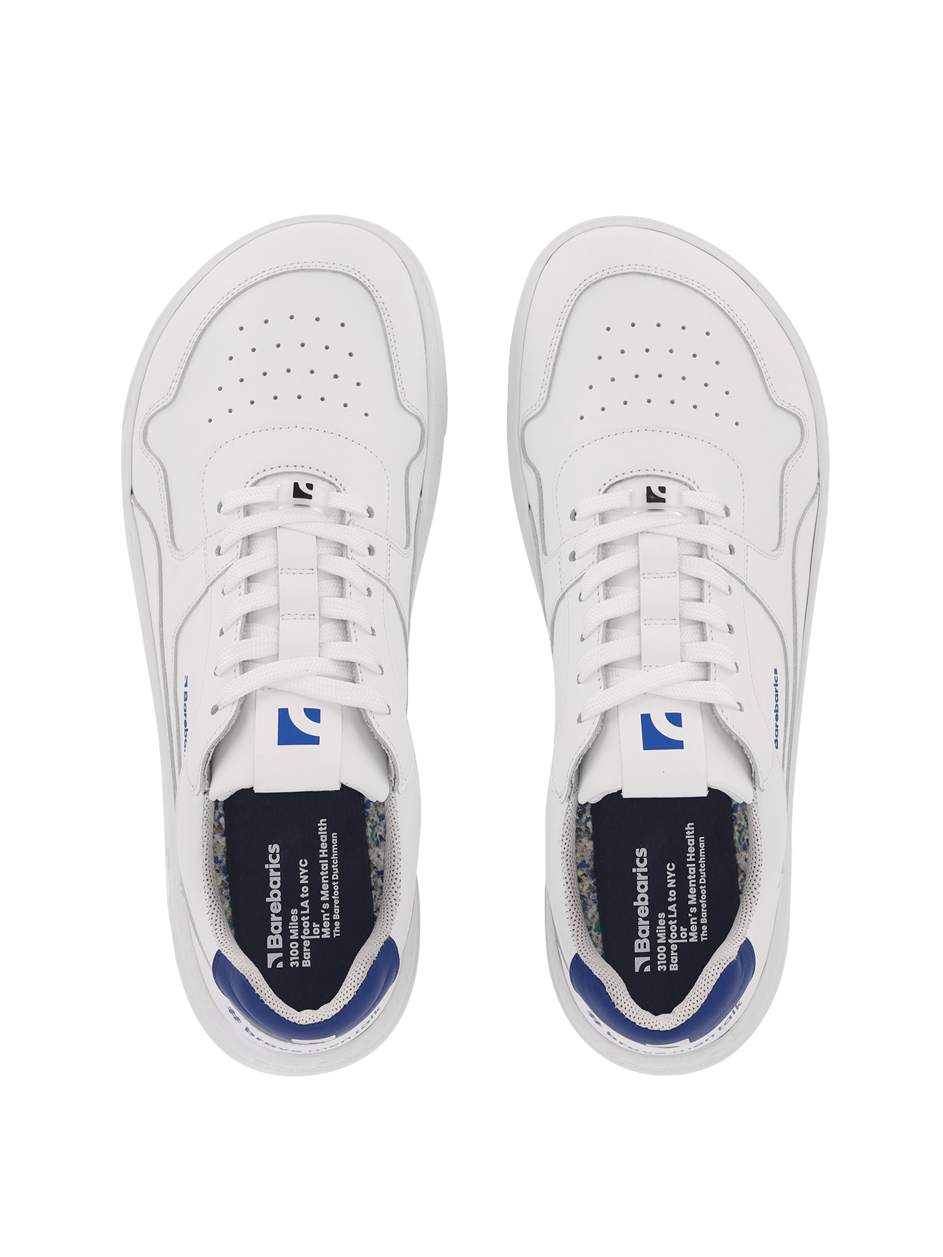 Barefoot Sneakers Barebarics Zing - Brave Men Talk - White & Blue - Barefoot Shoe Store
