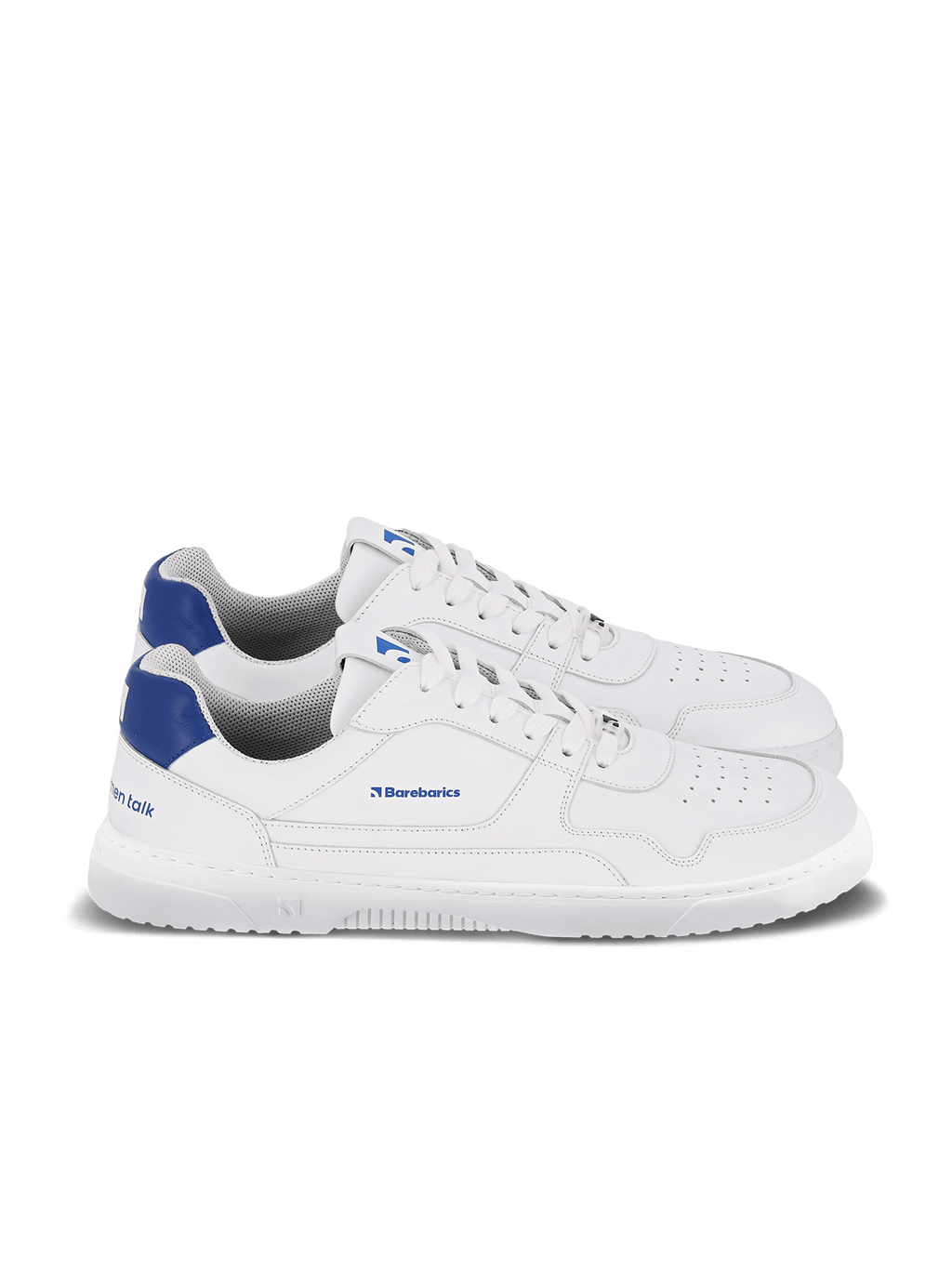 Barefoot Sneakers Barebarics Zing - Brave Men Talk - White & Blue - Barefoot Shoe Store