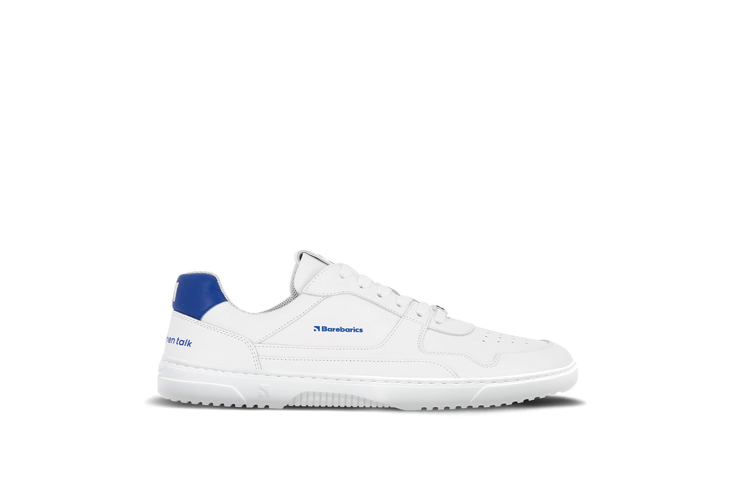Barefoot Sneakers Barebarics Zing - Brave Men Talk - White & Blue - Barefoot Shoe Store