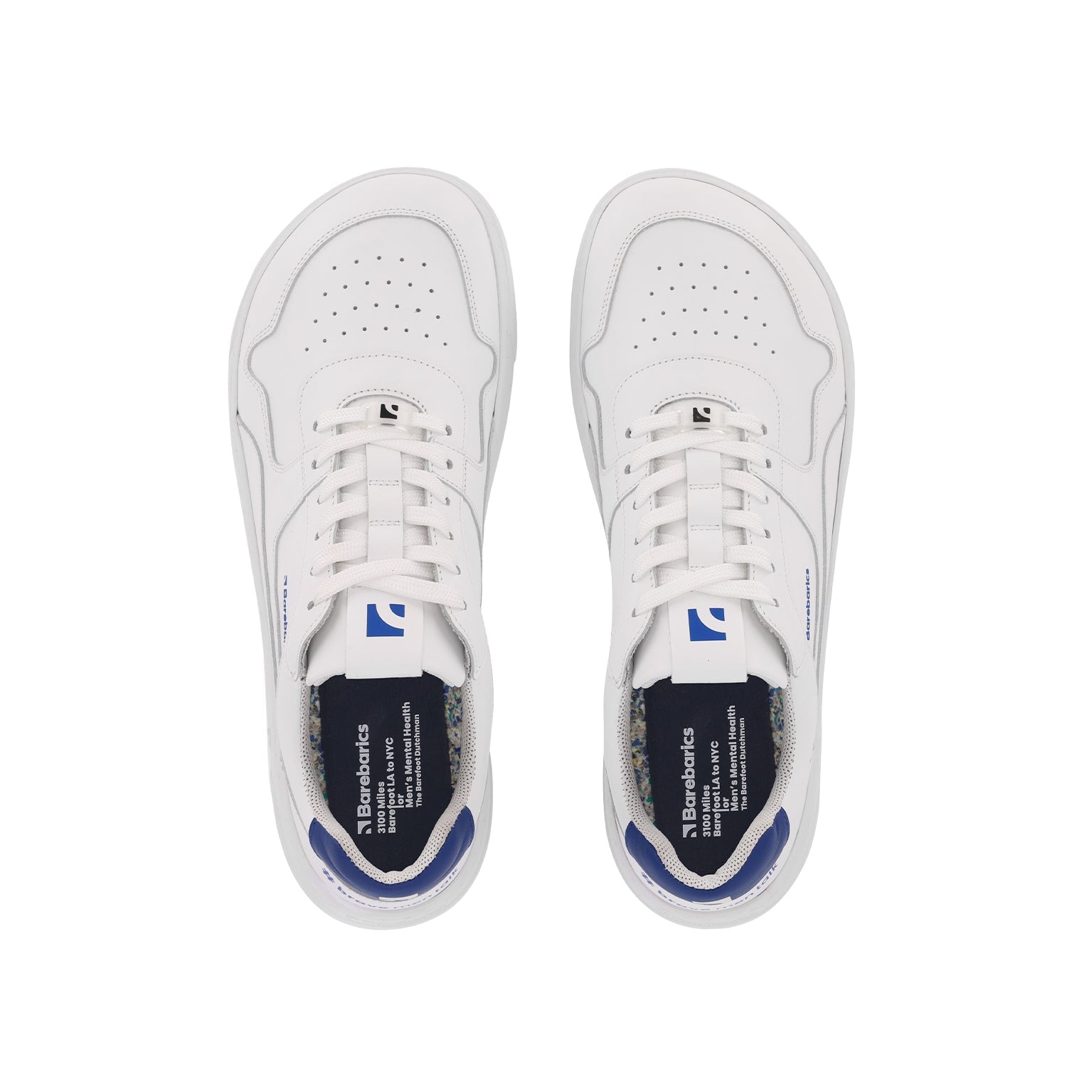 Barefoot Sneakers Barebarics Zing - Brave Men Talk - White & Blue - Barefoot Shoe Store