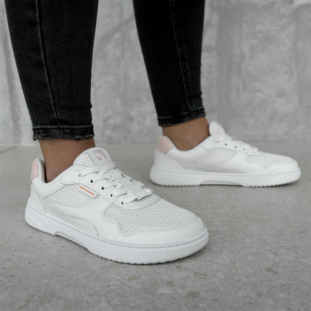 Barefoot Sneakers Barebarics Zing - Fresh - White & Coral Pink - Barefoot Shoe Store