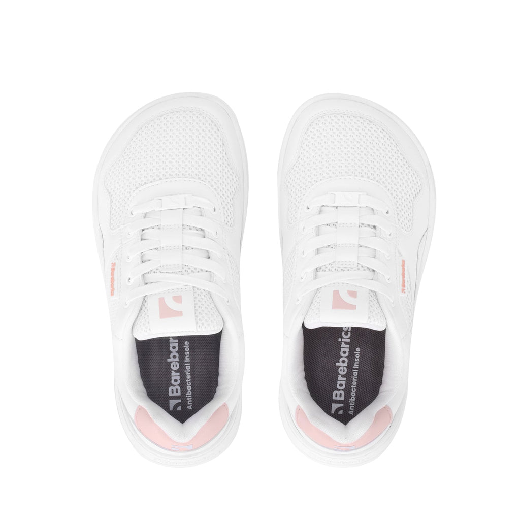 Barefoot Sneakers Barebarics Zing - Fresh - White & Coral Pink - Barefoot Shoe Store