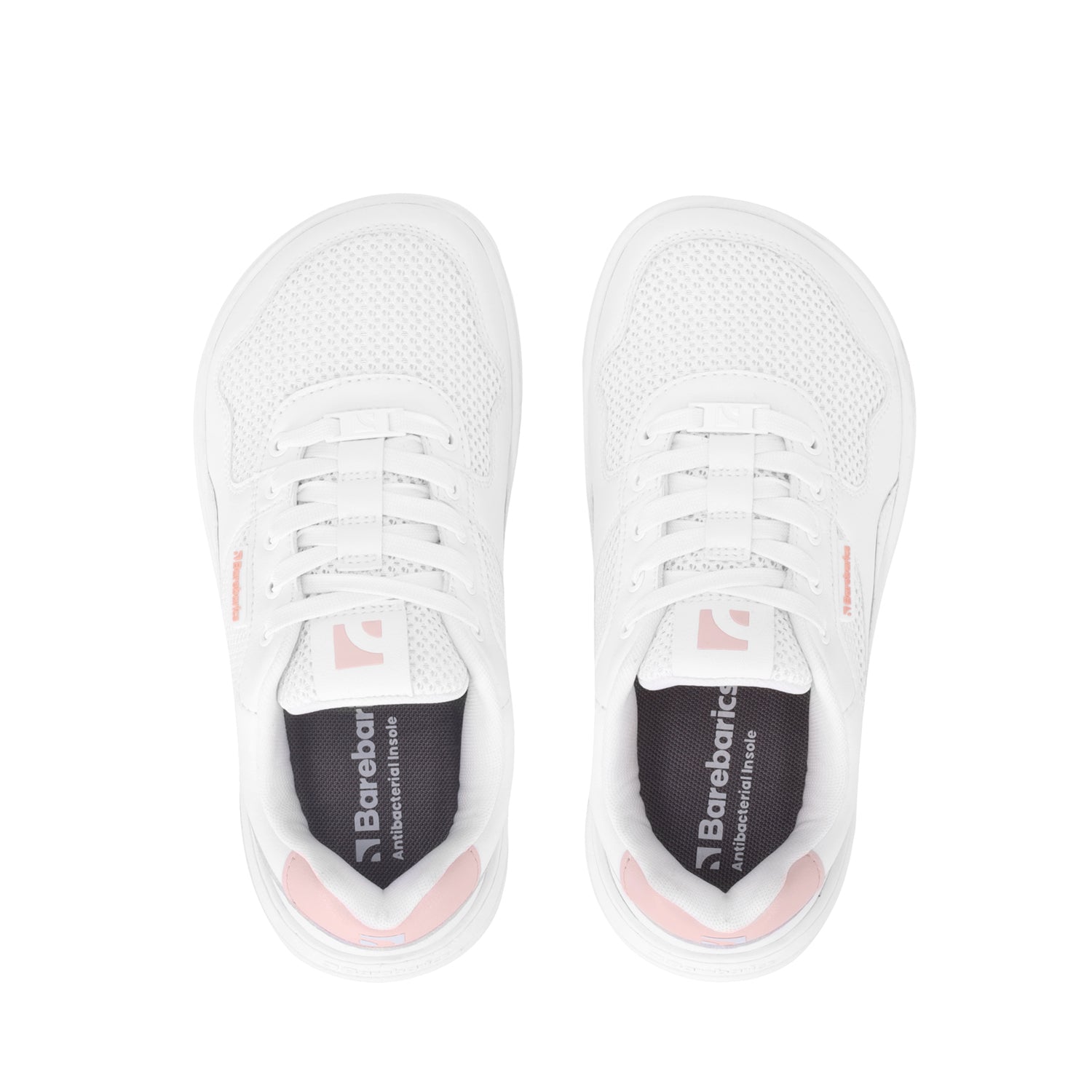 Barefoot Sneakers Barebarics Zing - Fresh - White & Coral Pink - Barefoot Shoe Store