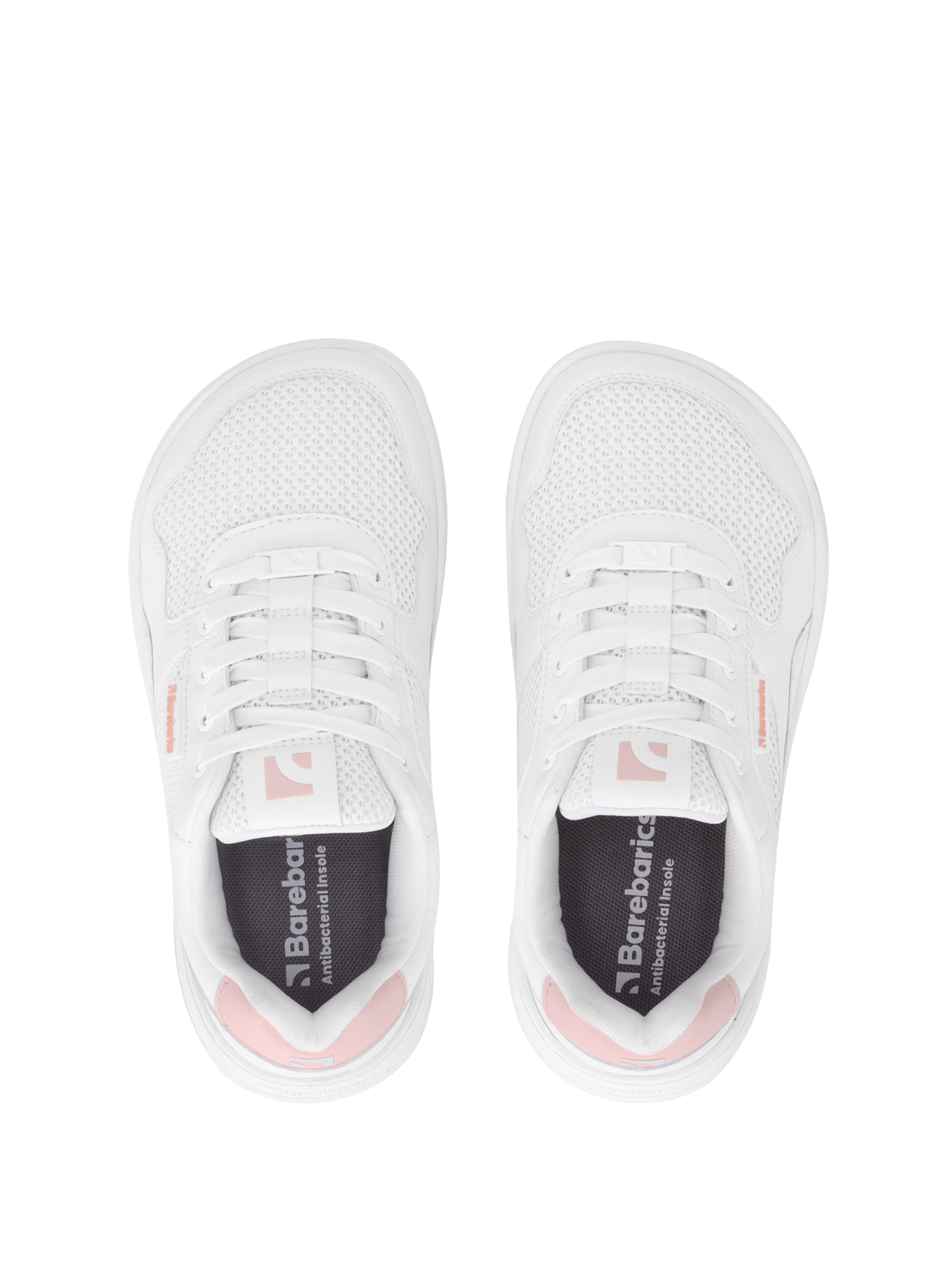 Barefoot Sneakers Barebarics Zing - Fresh - White & Coral Pink - Barefoot Shoe Store