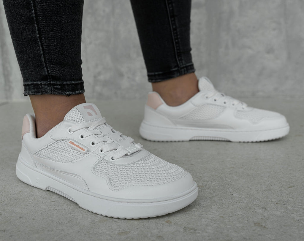 Barefoot Sneakers Barebarics Zing - Fresh - White & Coral Pink - Barefoot Shoe Store