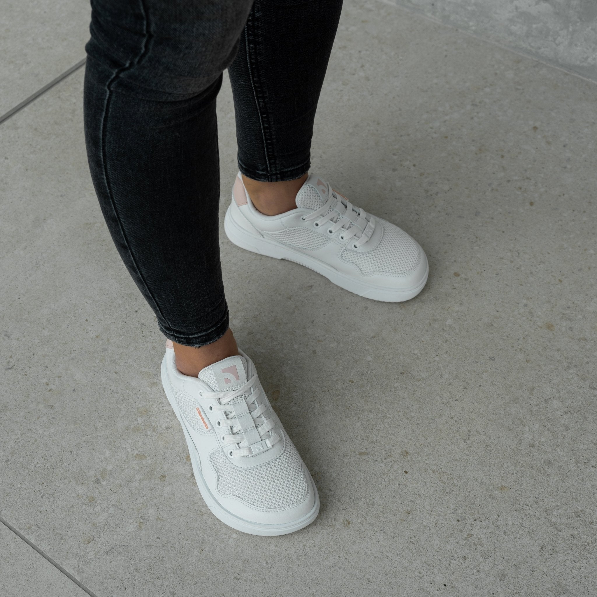 Barefoot Sneakers Barebarics Zing - Fresh - White & Coral Pink - Barefoot Shoe Store
