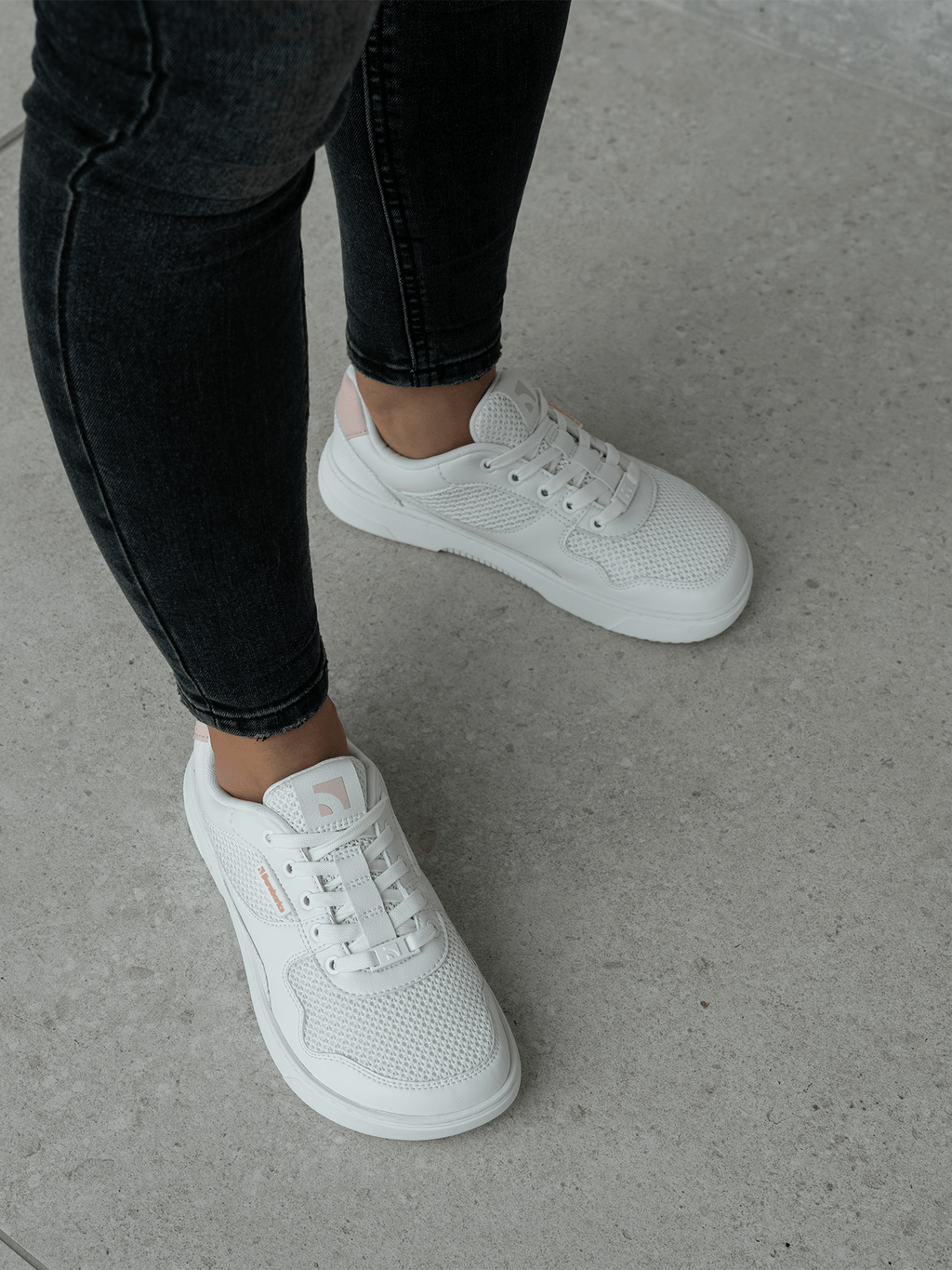 Barefoot Sneakers Barebarics Zing - Fresh - White & Coral Pink - Barefoot Shoe Store