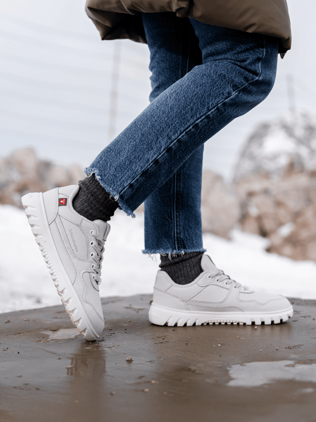 Barefoot Sneakers Barebarics Zing Frost - Light Grey & White - Barefoot Shoe Store