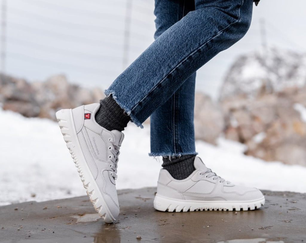 Barefoot Sneakers Barebarics Zing Frost - Light Grey & White - Barefoot Shoe Store