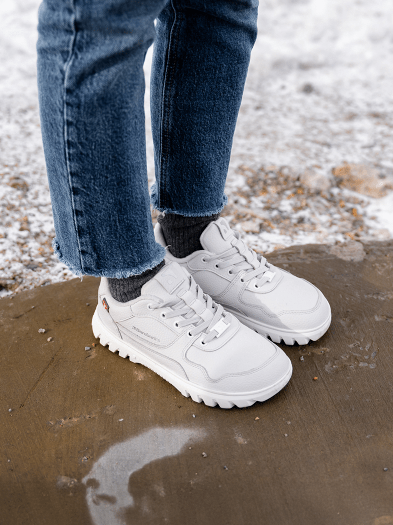 Barefoot Sneakers Barebarics Zing Frost - Light Grey & White - Barefoot Shoe Store